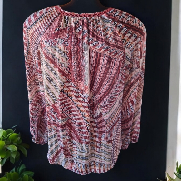 Daniel Rainn Sheer Stylish Boho Rust Multi-Coloured Flowy Blouse - Picture 3 of 8